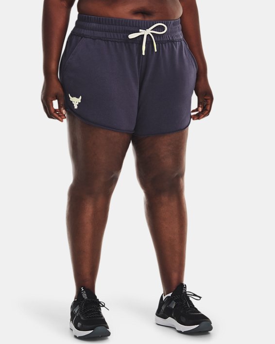 Women's Project Rock Rival Terry Disrupt Shorts in Gray image number 0